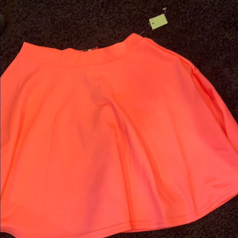 Neon coral skater girl skirt